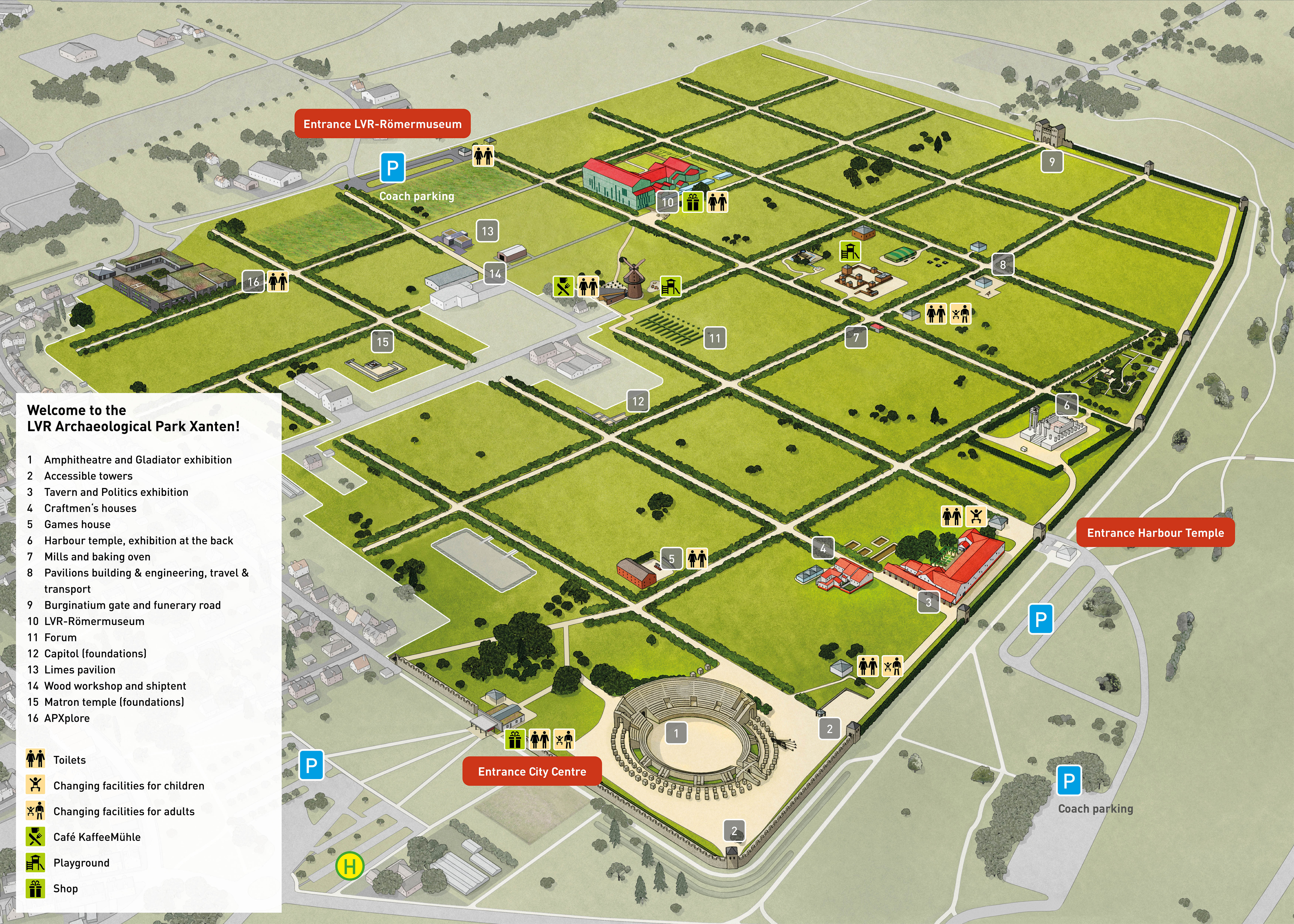 Site plan of the LVR Xanten Archaeological Park