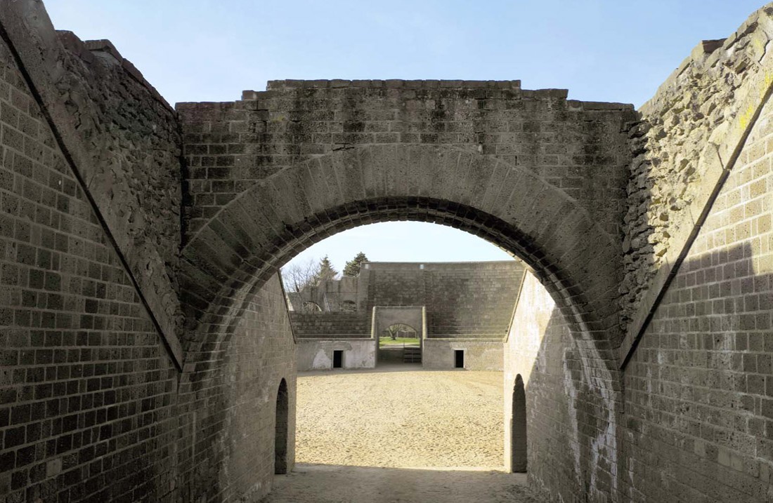 View through a gate into the arena