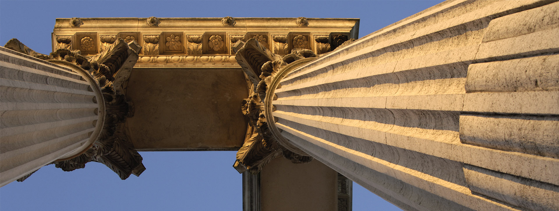 Roof beams of the harbour temple seen from below, warm light